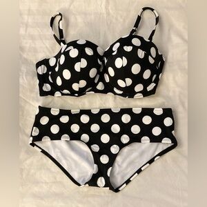 Adore Me Black and White Polka Dot Bikini Size 38DD/Large